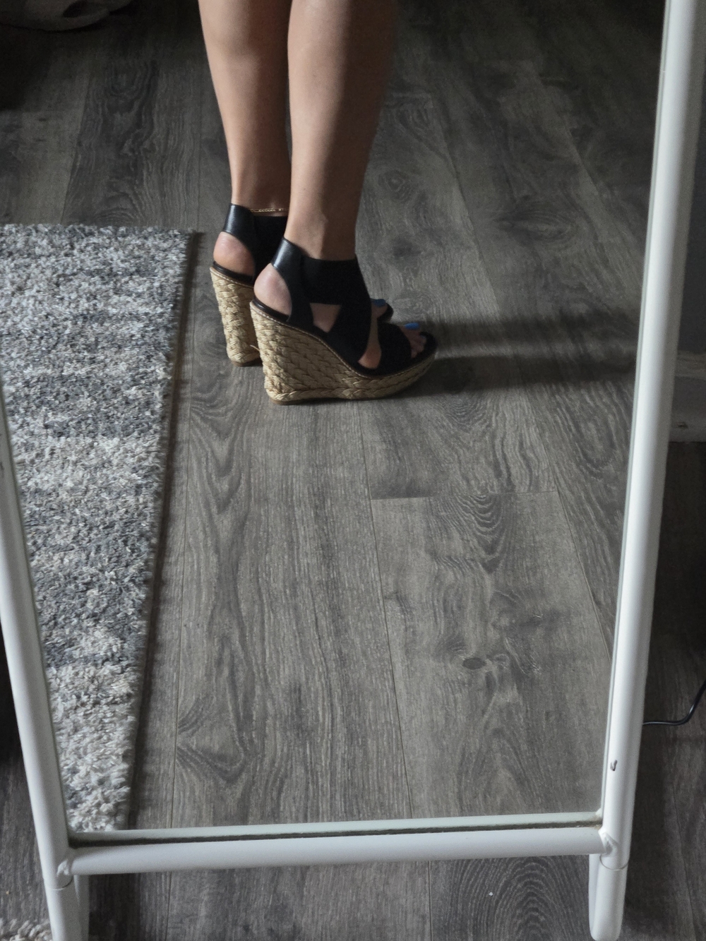 Stuart Weitzman Black Espadrille Wedge Sandals - Picture 6 of 12